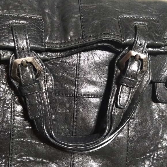 OrYany Foldover Tote Bag Leather Black Purse Satchel Crossbody Convertible - Picture 6 of 8